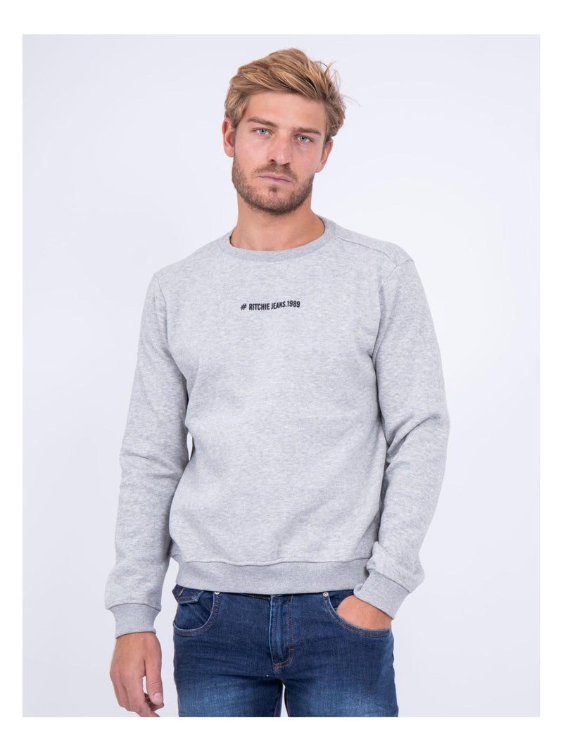 Sweat col rond WETTO Gris chiné - Kiabi