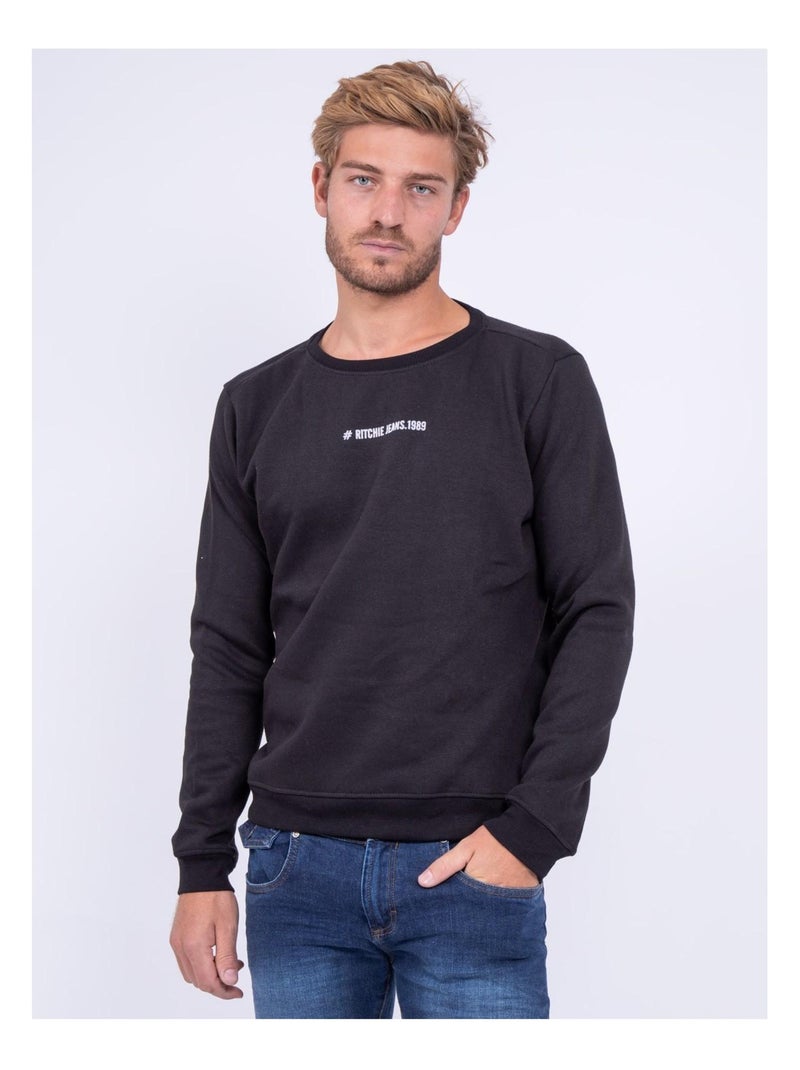 Sweat col rond WETTO Noir - Kiabi