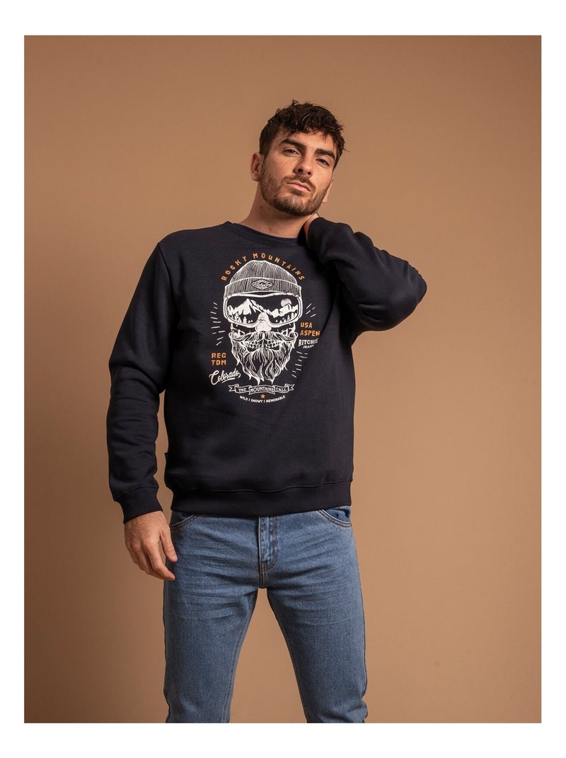 Sweat col rond WIJOVERT Bleu marine - Kiabi