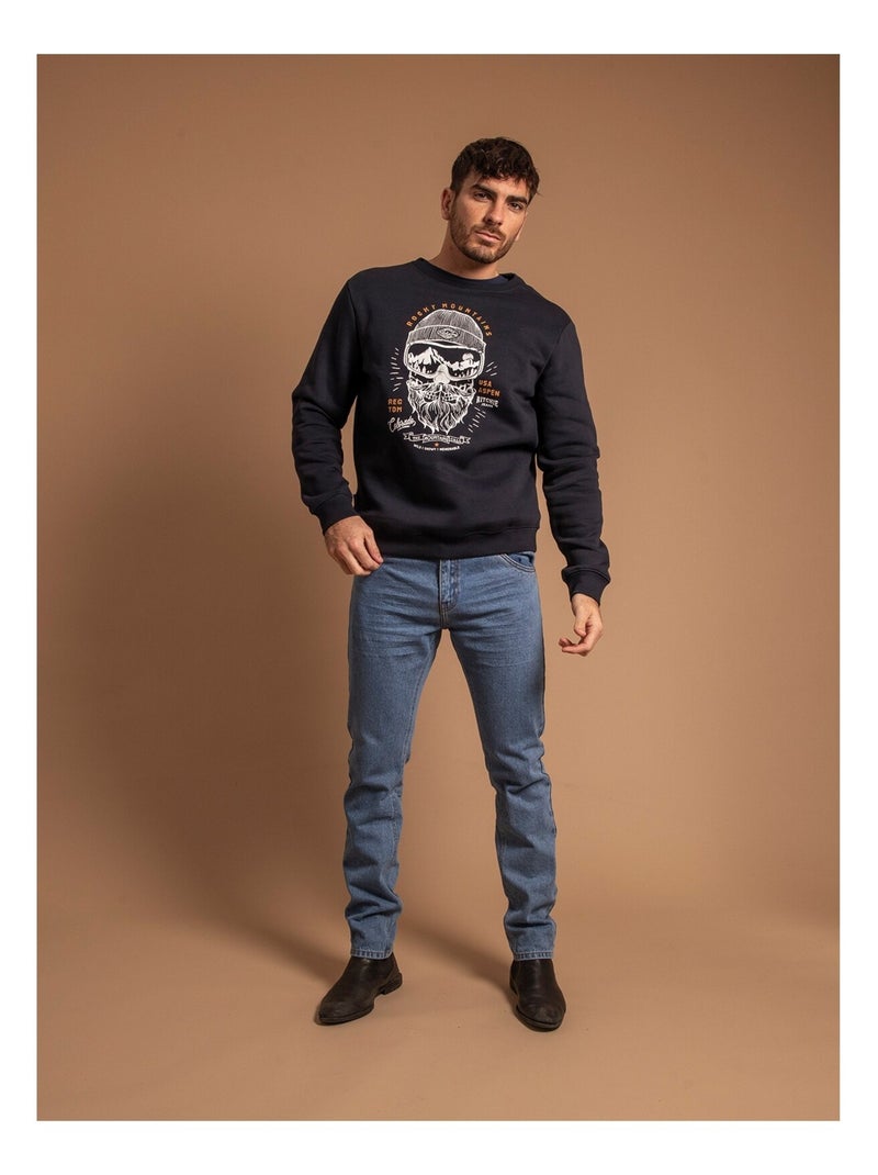 Sweat col rond WIJOVERT Bleu marine - Kiabi