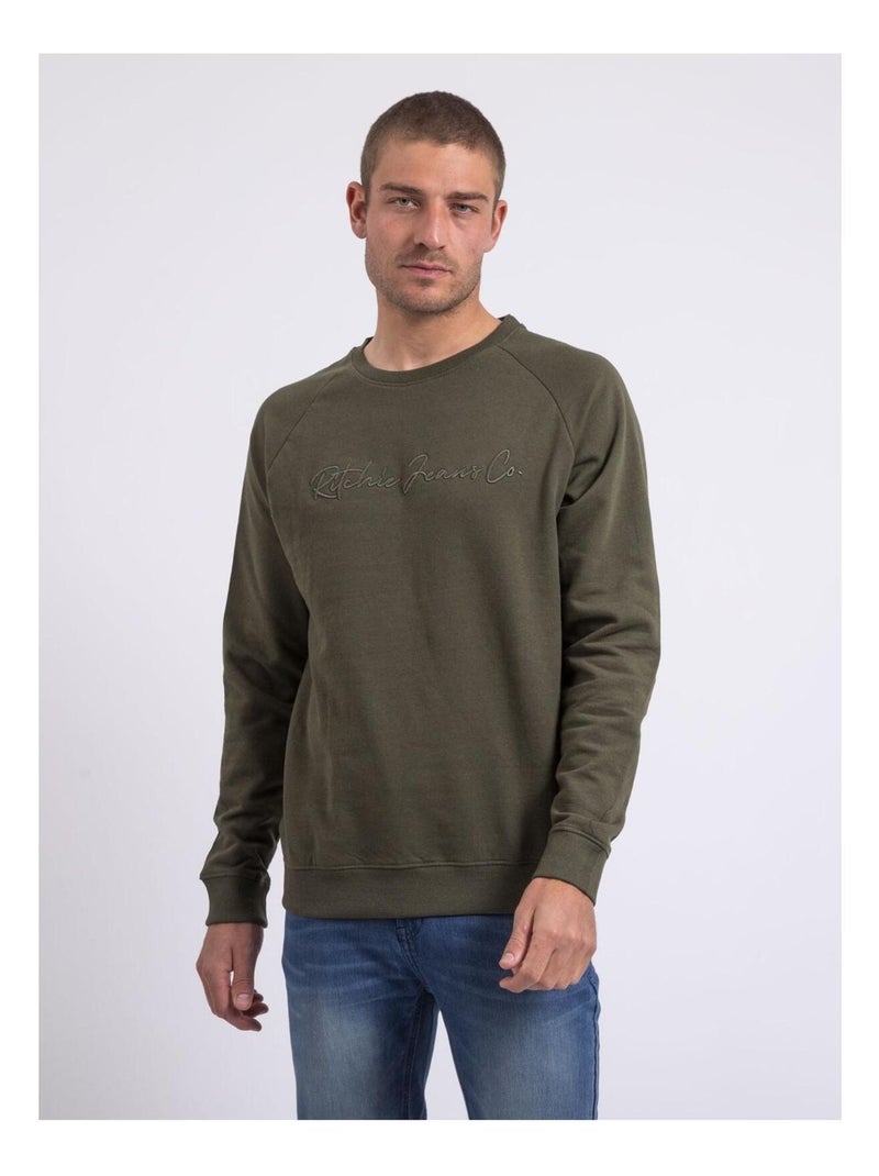 Sweat col rond WINAMOK Kaki - Kiabi