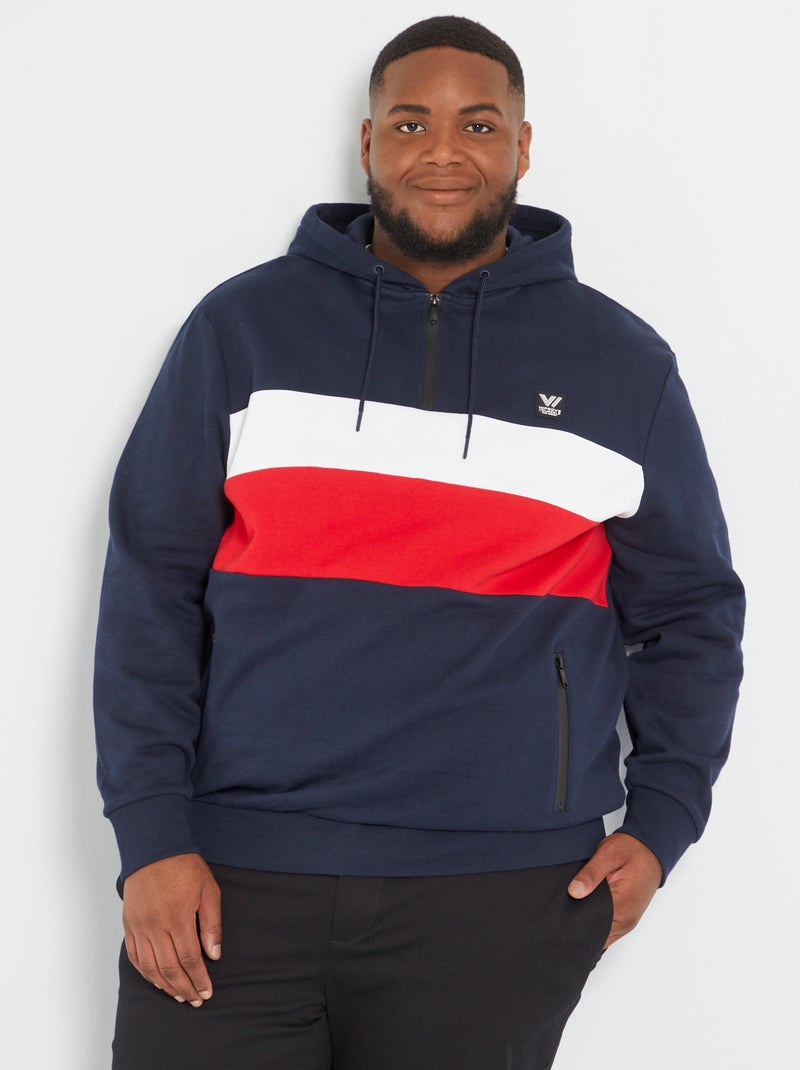 Sweat color-block avec capuche bleu marine - Kiabi
