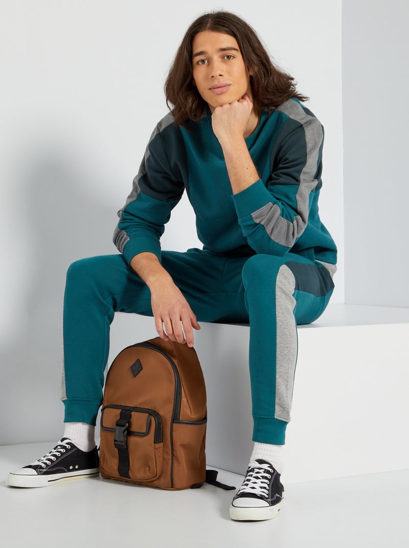Sweat color-block en molleton vert - Kiabi