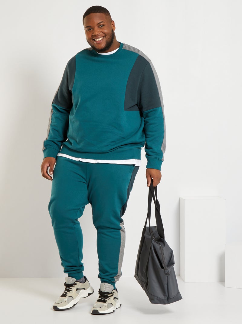 Sweat color-block vert foncé - Kiabi