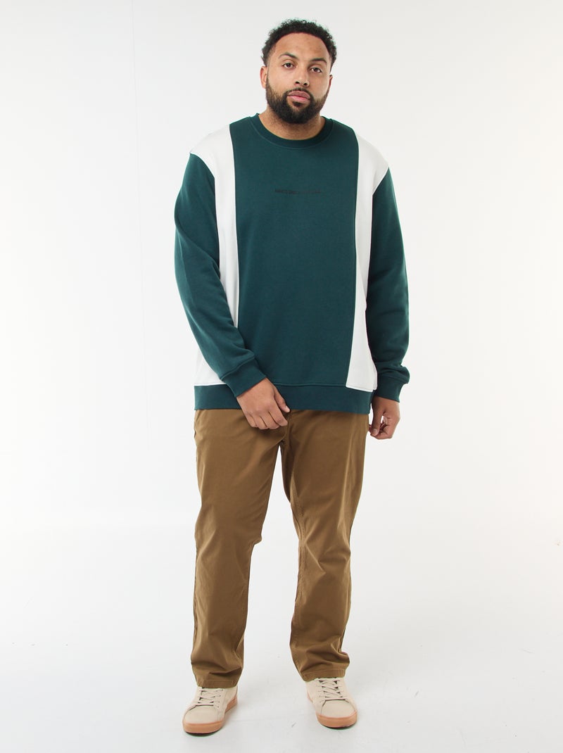 Sweat colorblock en molleton Vert - Kiabi