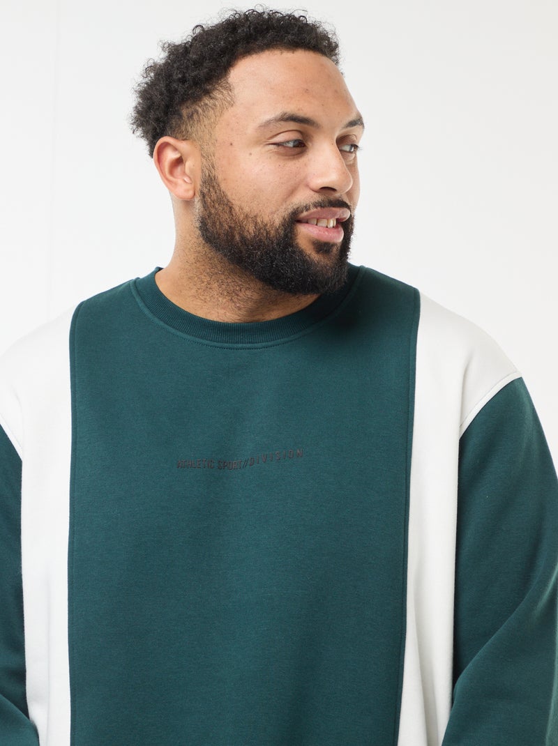 Sweat colorblock en molleton Vert - Kiabi