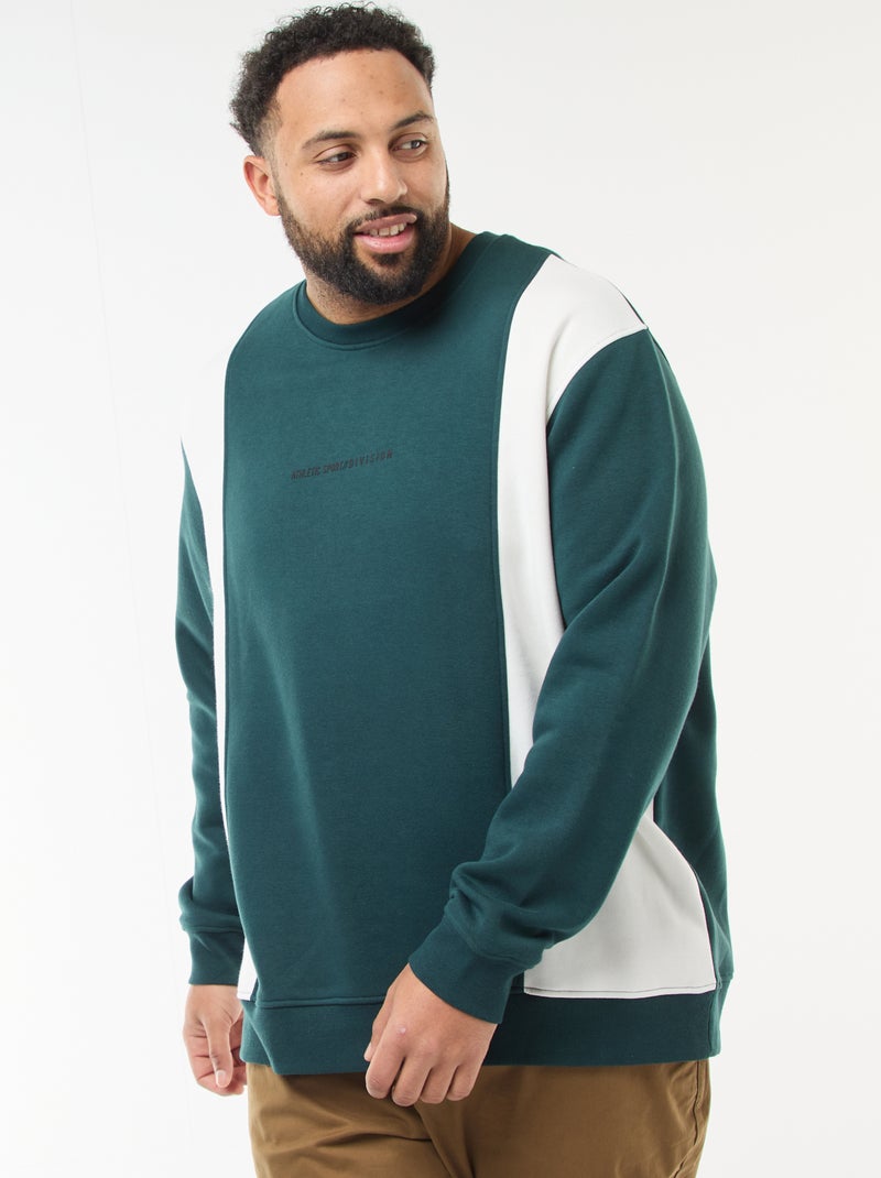 Sweat colorblock en molleton Vert - Kiabi