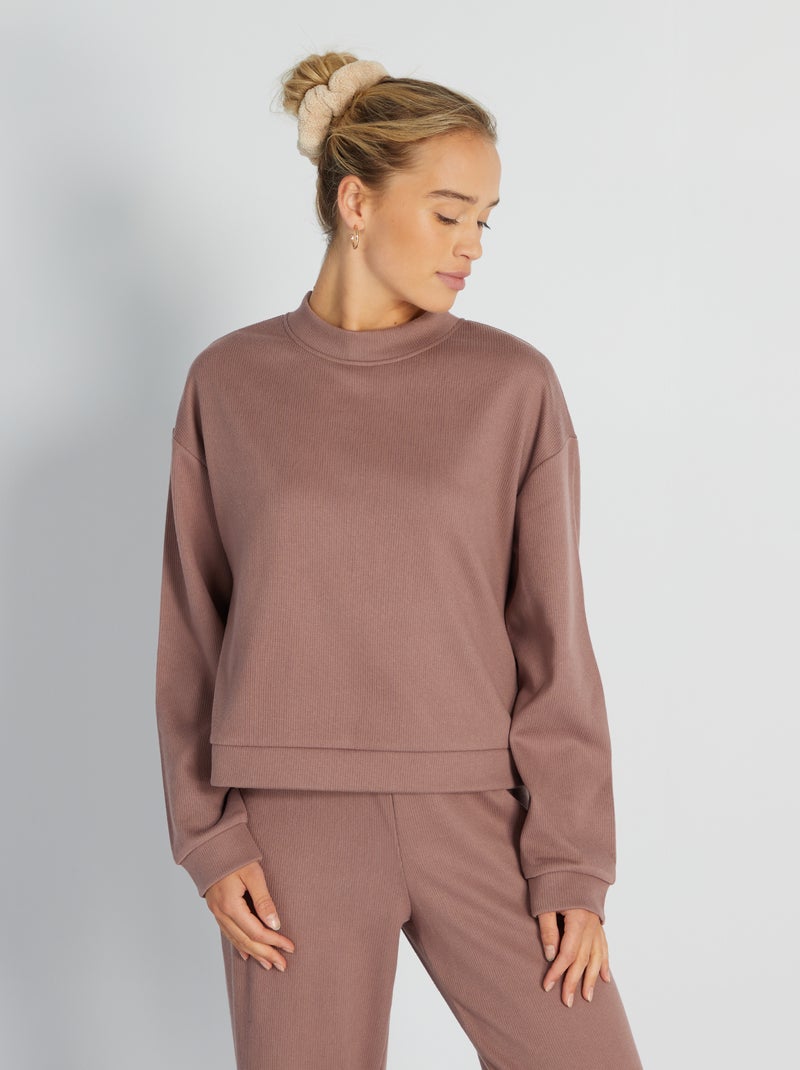 Sweat côtelé Violet - Kiabi