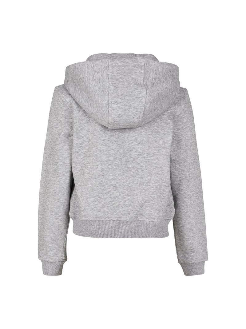 Sweat court à capuche - build your brand Gris chiné - Kiabi