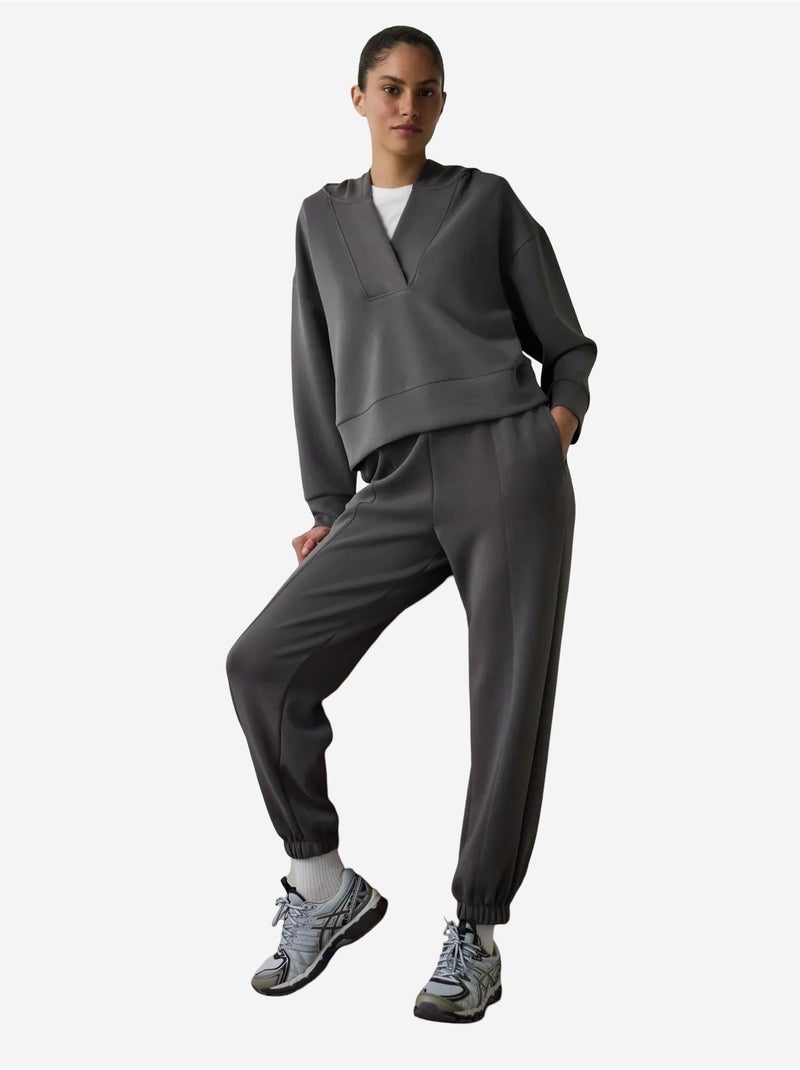 Sweat court à capuche en modal penti Gris Noir - Kiabi