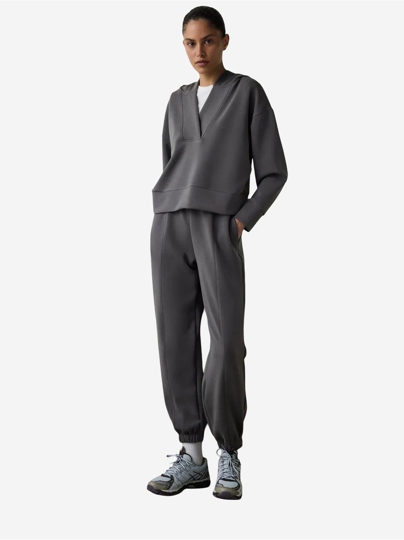 Sweat court à capuche en modal penti Gris Noir - Kiabi