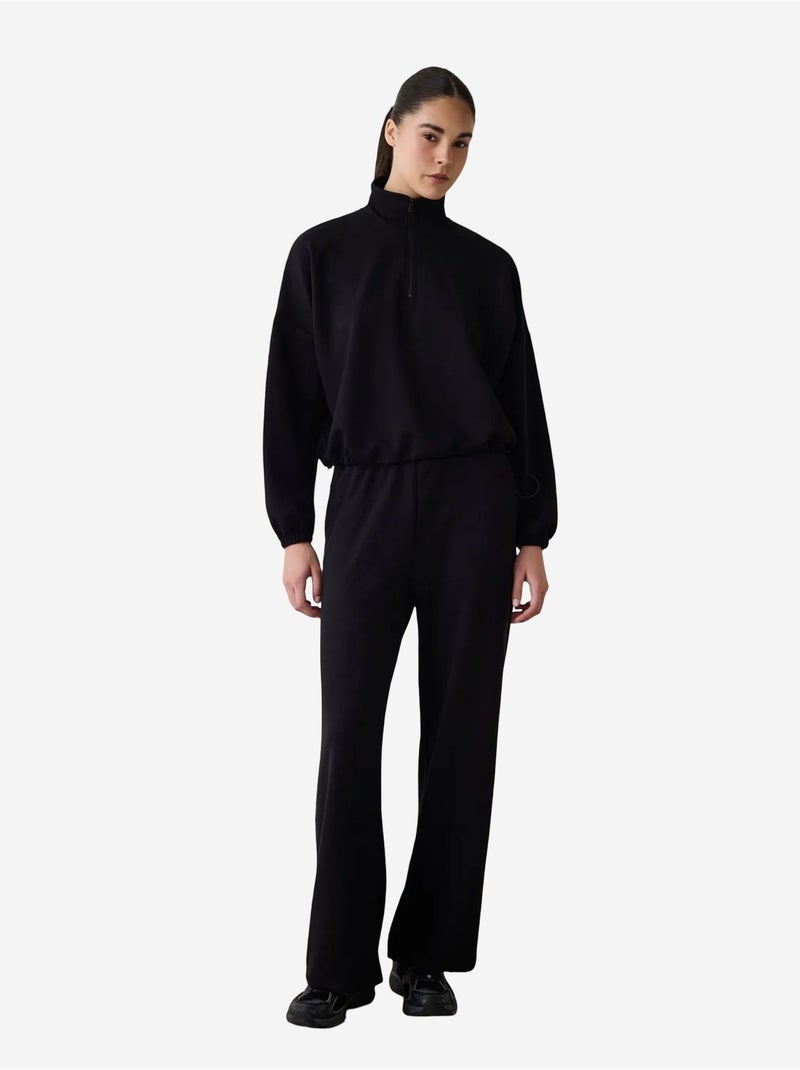 Sweat court à col montant silky feel penti Noir - Kiabi