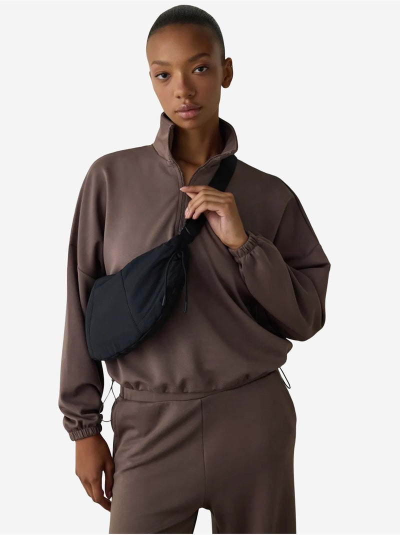 Sweat court à col montant silky feel penti Taupe - Kiabi