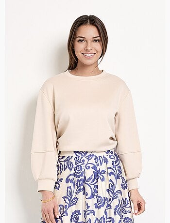 Sweat court col rond en maille douce - AFIBEL