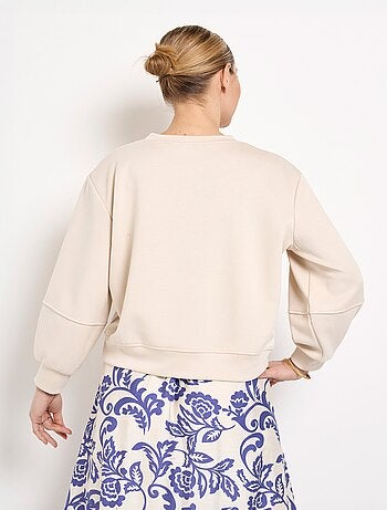 Sweat court col rond en maille douce