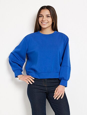 Sweat court col rond en maille douce