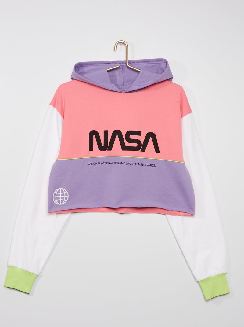 Sweat court 'Nasa à capuche rose - Kiabi