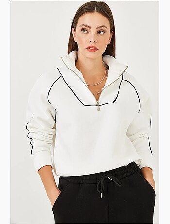 Sweat court oversize à demi-zip lucci