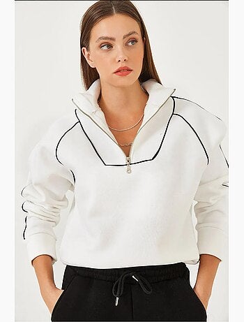 Sweat court oversize à demi-zip lucci