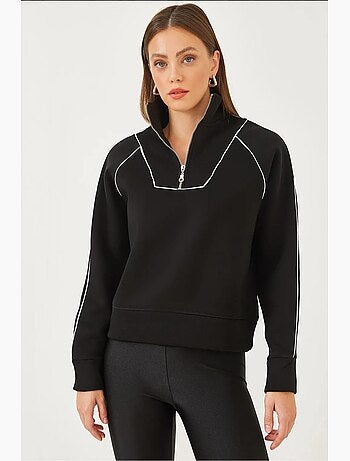 Sweat court oversize à demi-zip lucci
