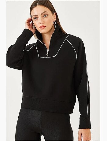 Sweat court oversize à demi-zip lucci