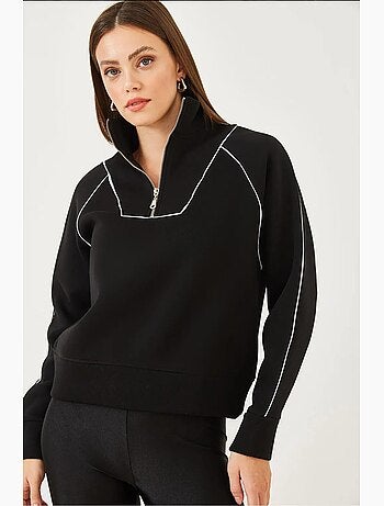 Sweat court oversize à demi-zip lucci