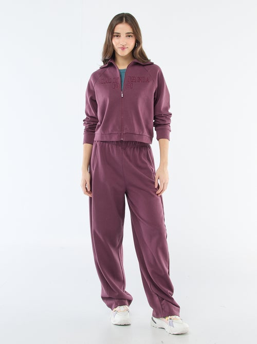 Sweat court zippé à message brodé - Kiabi