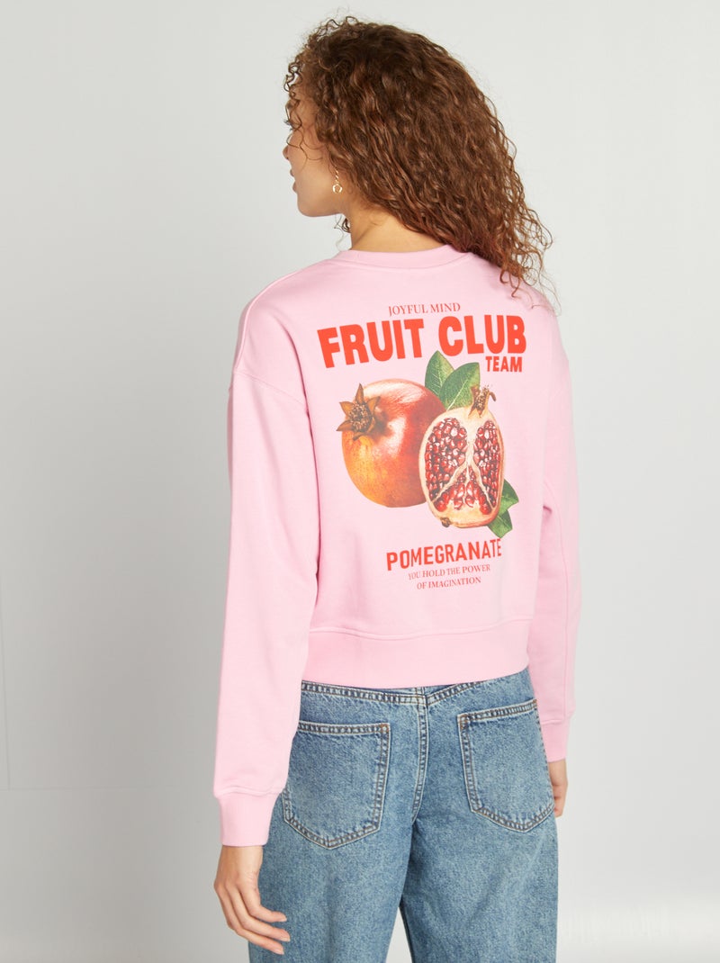 Sweat crop à col rond Rose - Kiabi