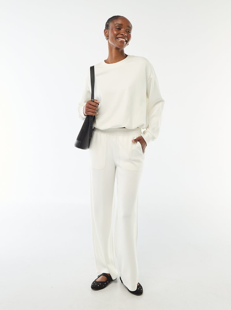 Sweat crop top effet boule Blanc - Kiabi