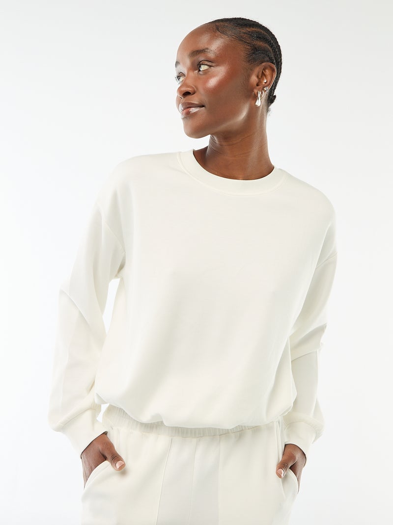 Sweat crop top effet boule Blanc - Kiabi