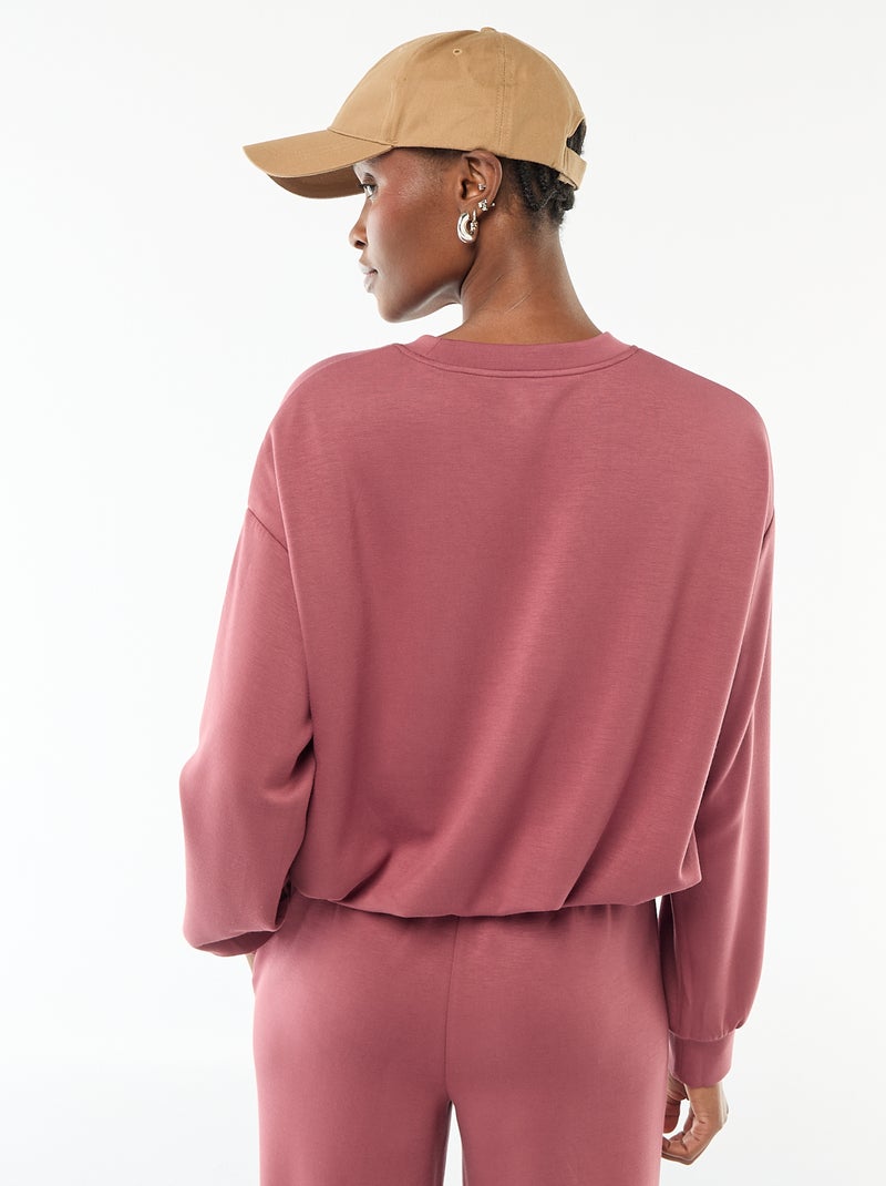 Sweat crop top effet boule Bordeaux - Kiabi