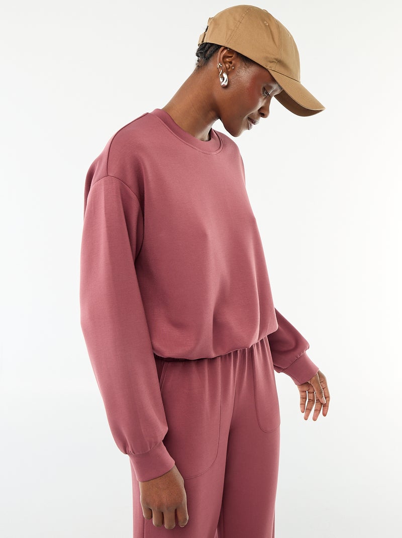 Sweat crop top effet boule Bordeaux - Kiabi