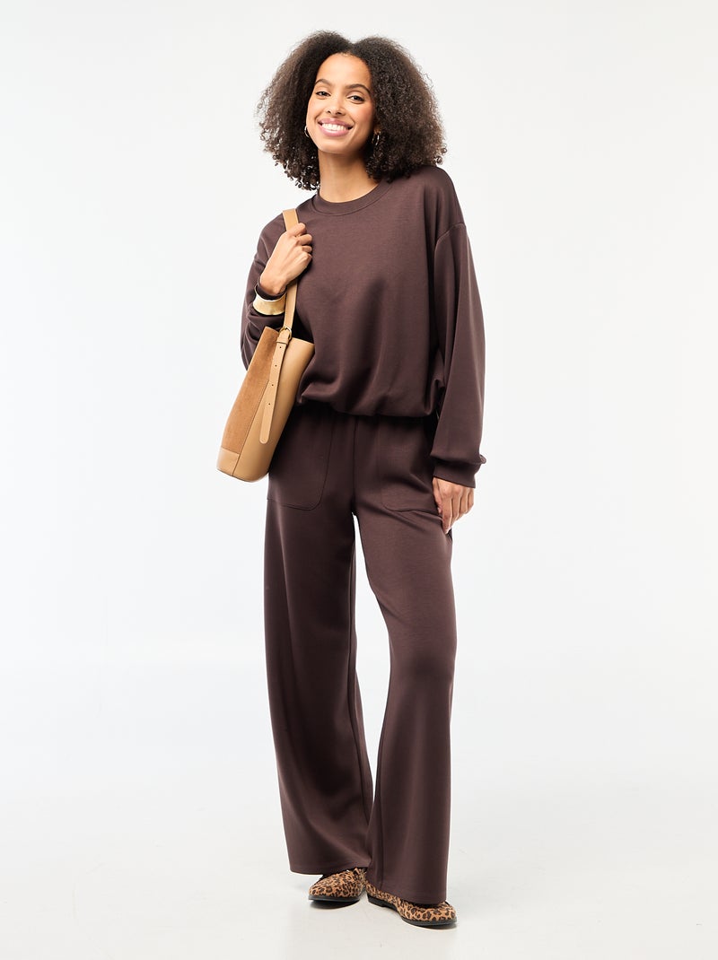 Sweat crop top effet boule Marron - Kiabi