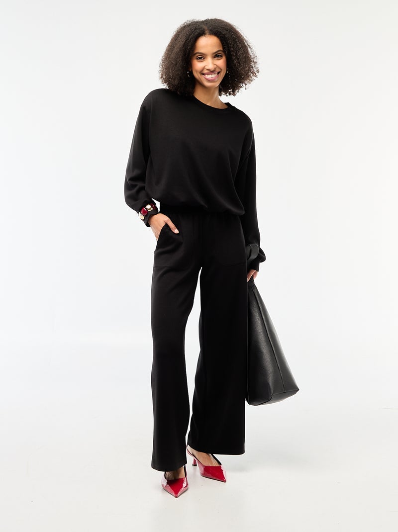 Sweat crop top effet boule Noir - Kiabi