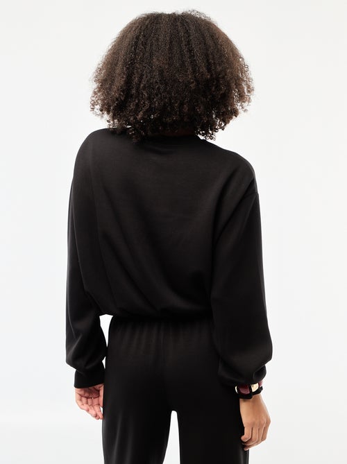 Sweat crop top effet boule - Kiabi