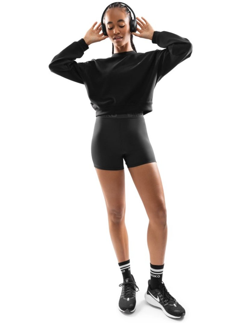 Sweat crop top fitness femme fitness femme studio Noir - Kiabi