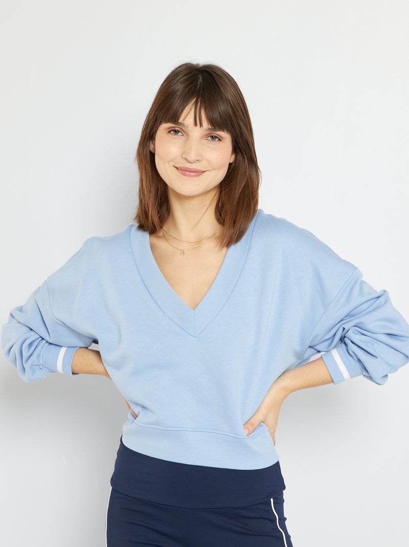 Sweat crop top sport bleu - Kiabi