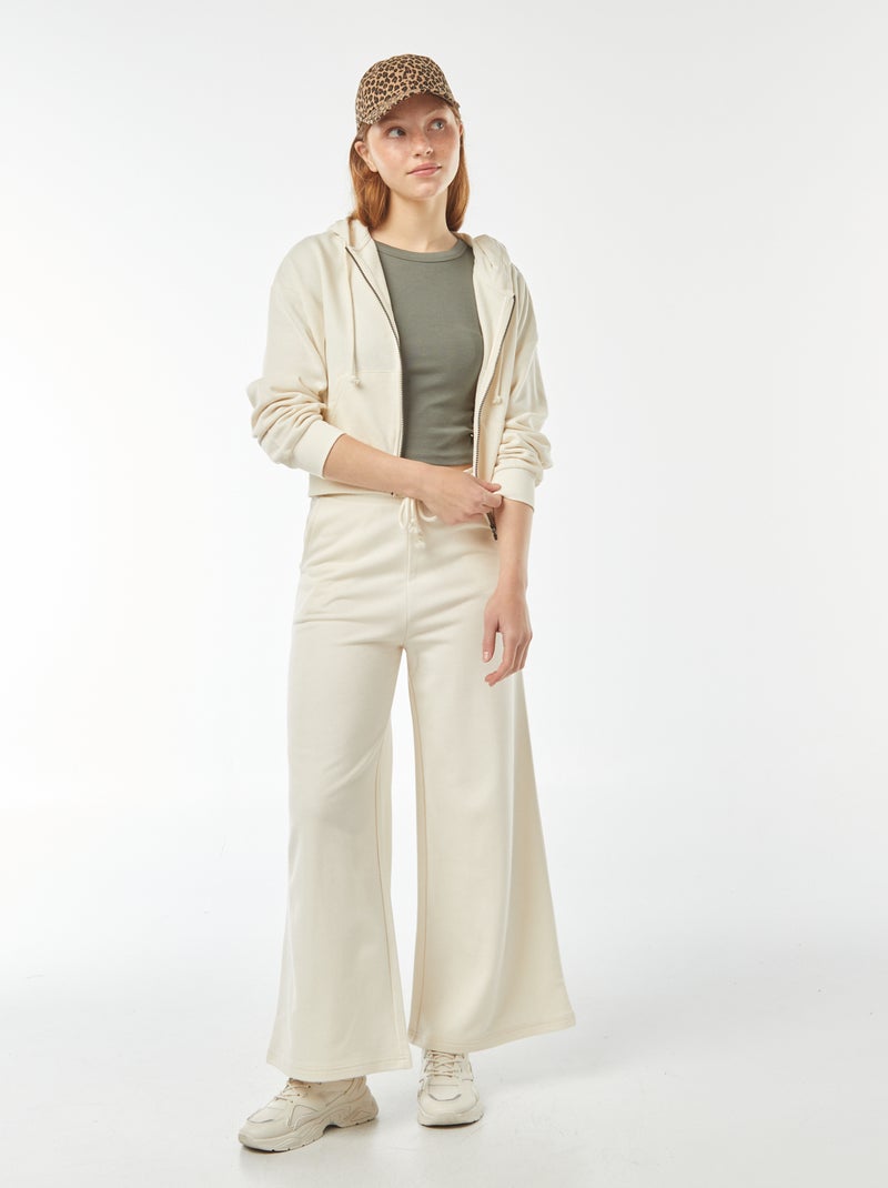 Sweat cropped à capuche Beige - Kiabi