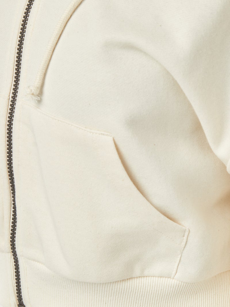 Sweat cropped à capuche Beige - Kiabi