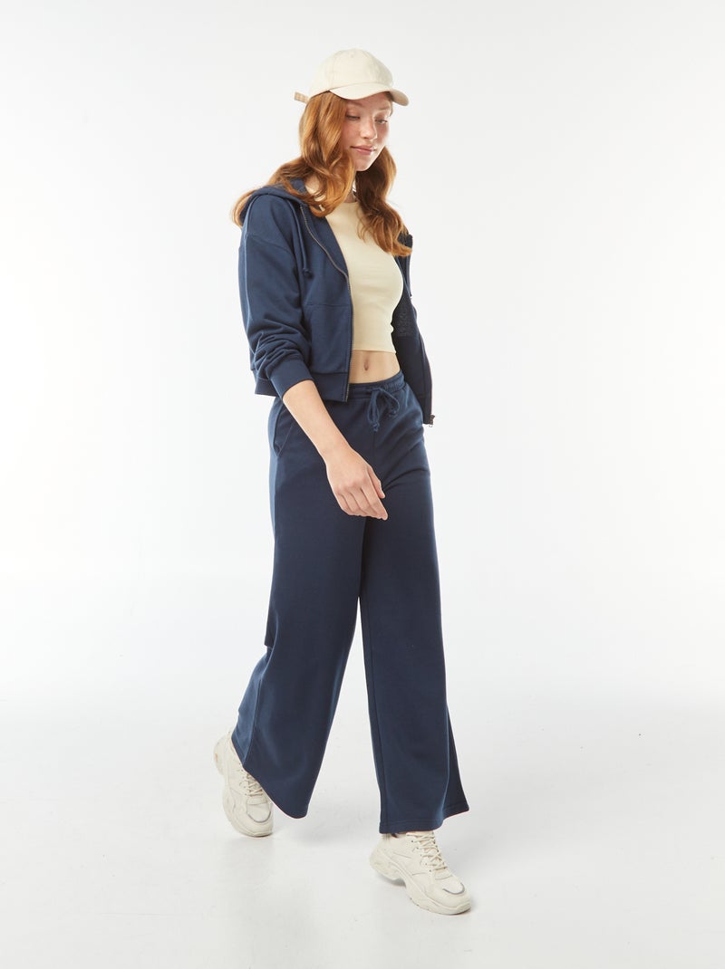 Sweat cropped à capuche Bleu - Kiabi