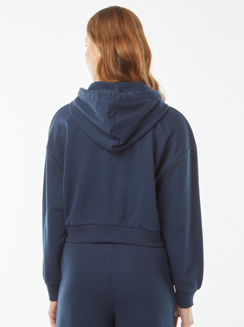 Sweat cropped à capuche Bleu - Kiabi