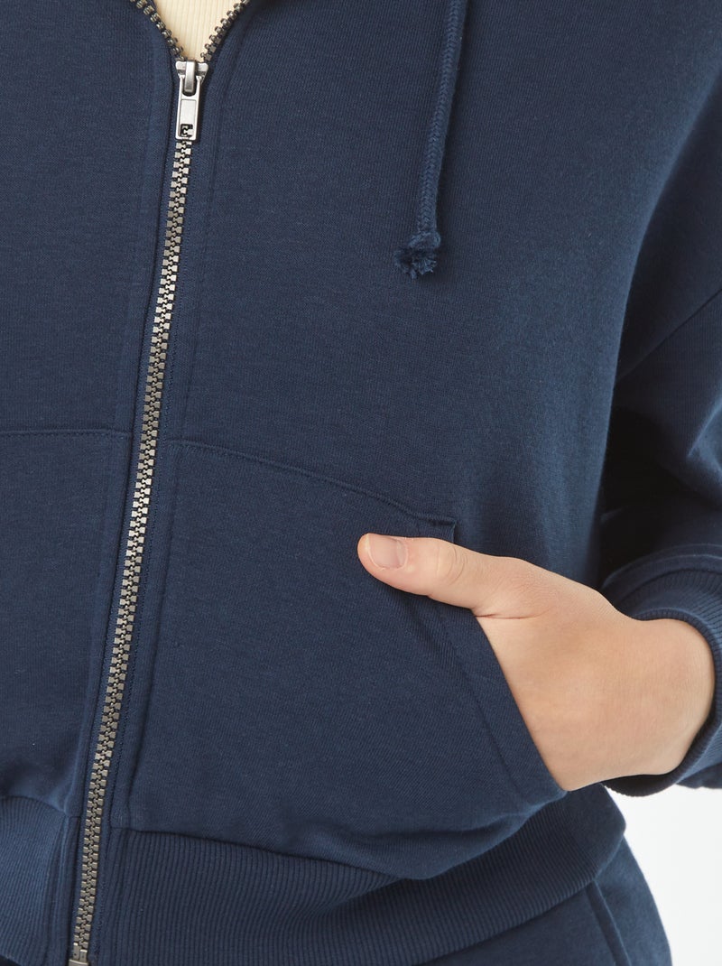 Sweat cropped à capuche Bleu - Kiabi