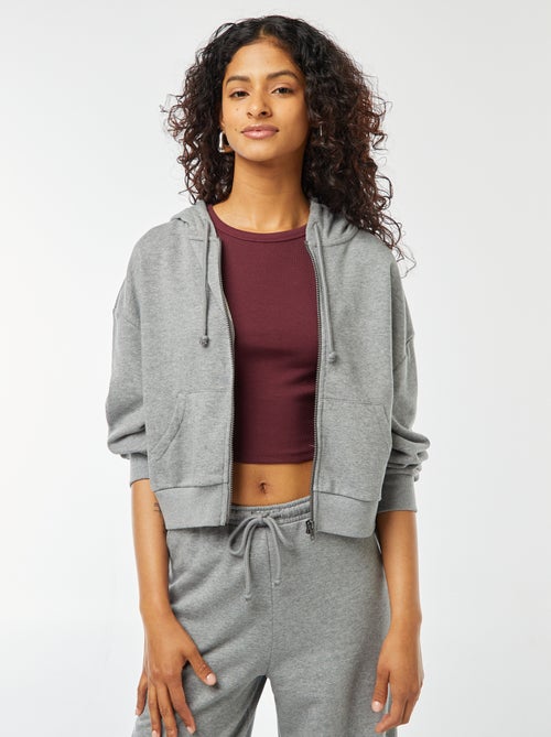 Sweat cropped à capuche - Kiabi