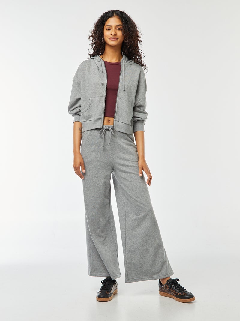 Sweat cropped à capuche Gris - Kiabi