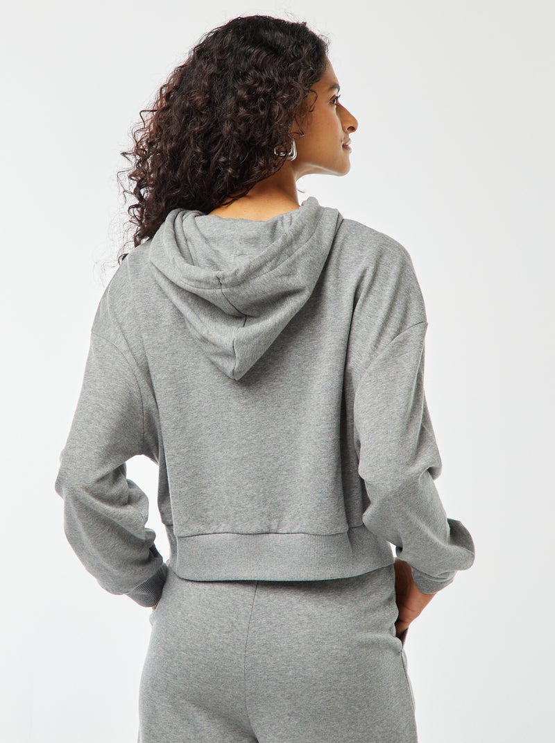 Sweat cropped à capuche Gris - Kiabi