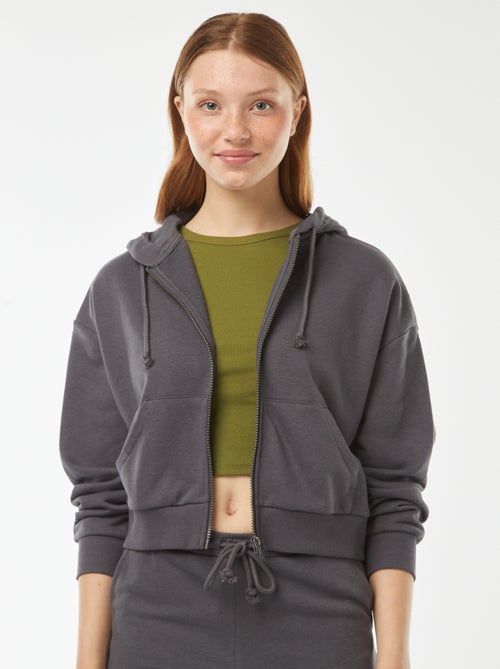Sweat cropped à capuche - Kiabi