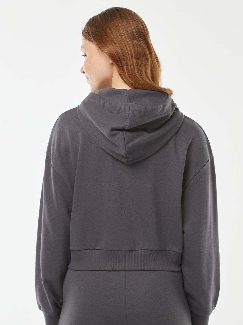 Sweat cropped à capuche Gris - Kiabi