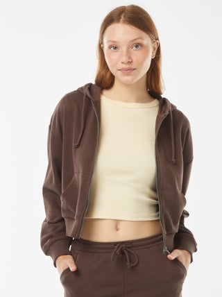 Sweat cropped à capuche