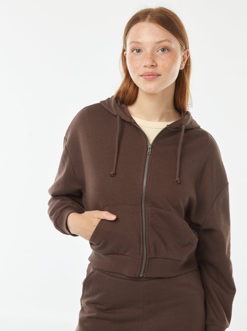 Sweat cropped à capuche - Kiabi