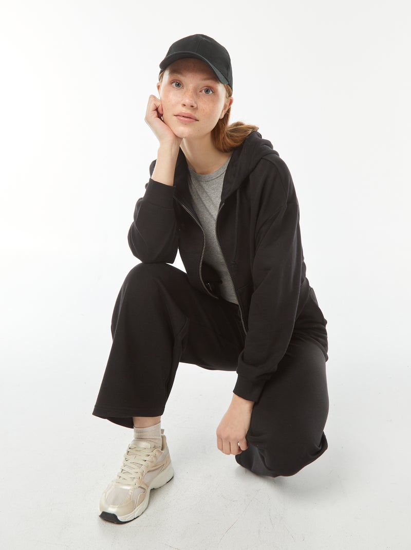 Sweat cropped à capuche Noir - Kiabi